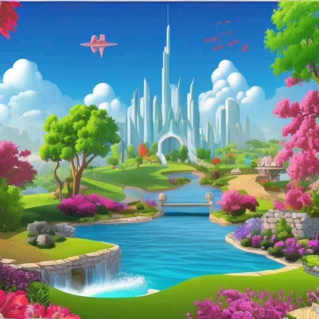 Dreamy Vaporwave Cityscape in Pop Art Style