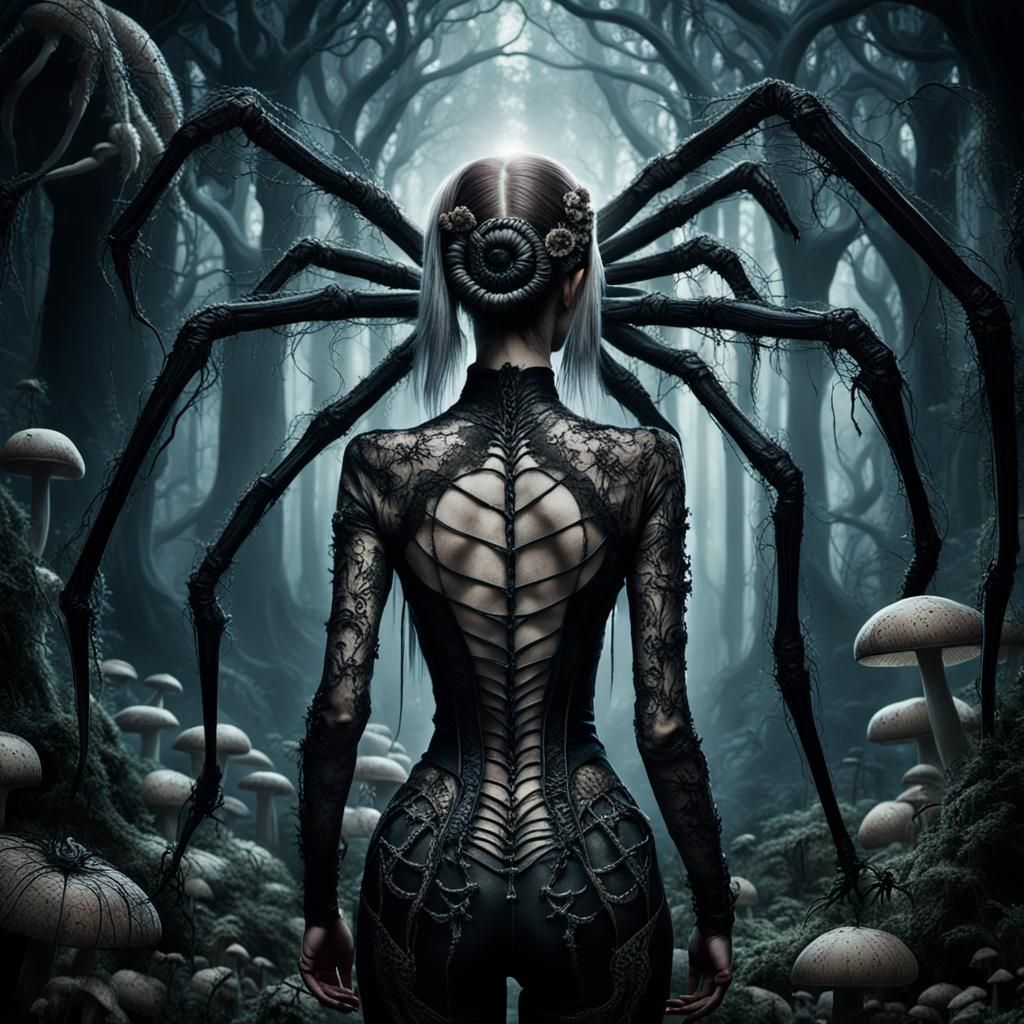 Eerie Spider Woman in Dark Fantasy Art