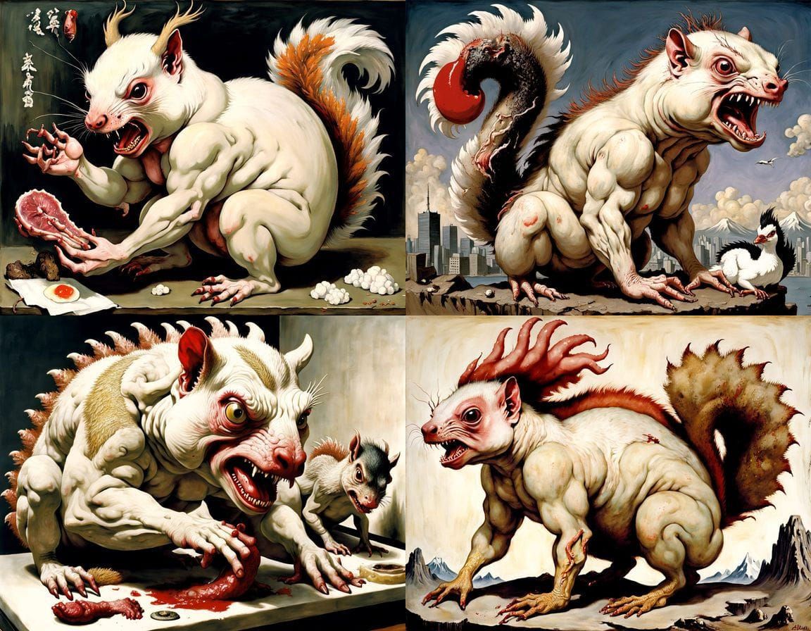 Surreal Mutant Animal Hybrid in a Horrific Style