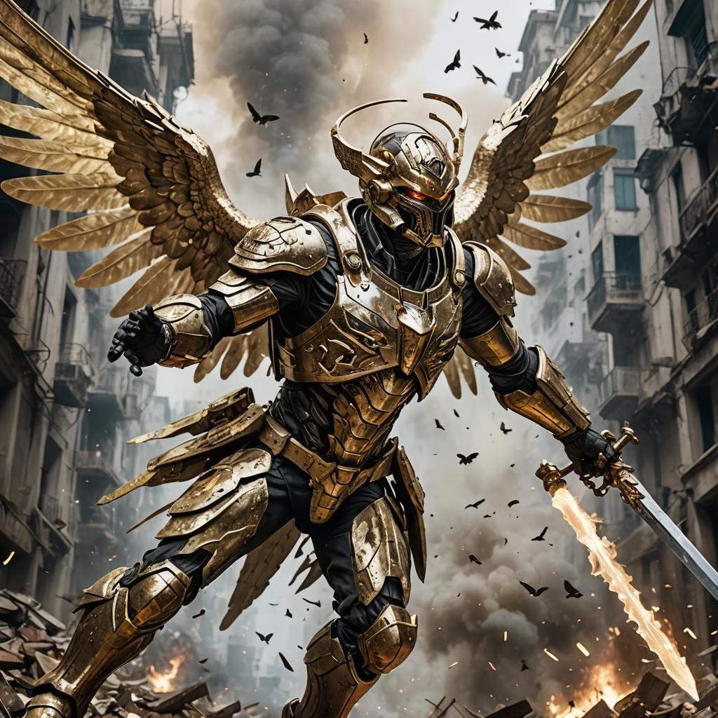 Apocalyptic Angel Warrior in Fantasy Art Style