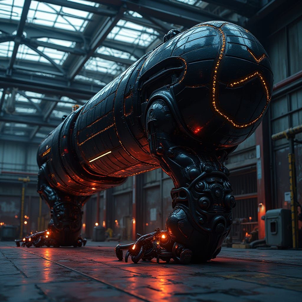 Cyberpunk Industrial Fortress with Neon Futurism