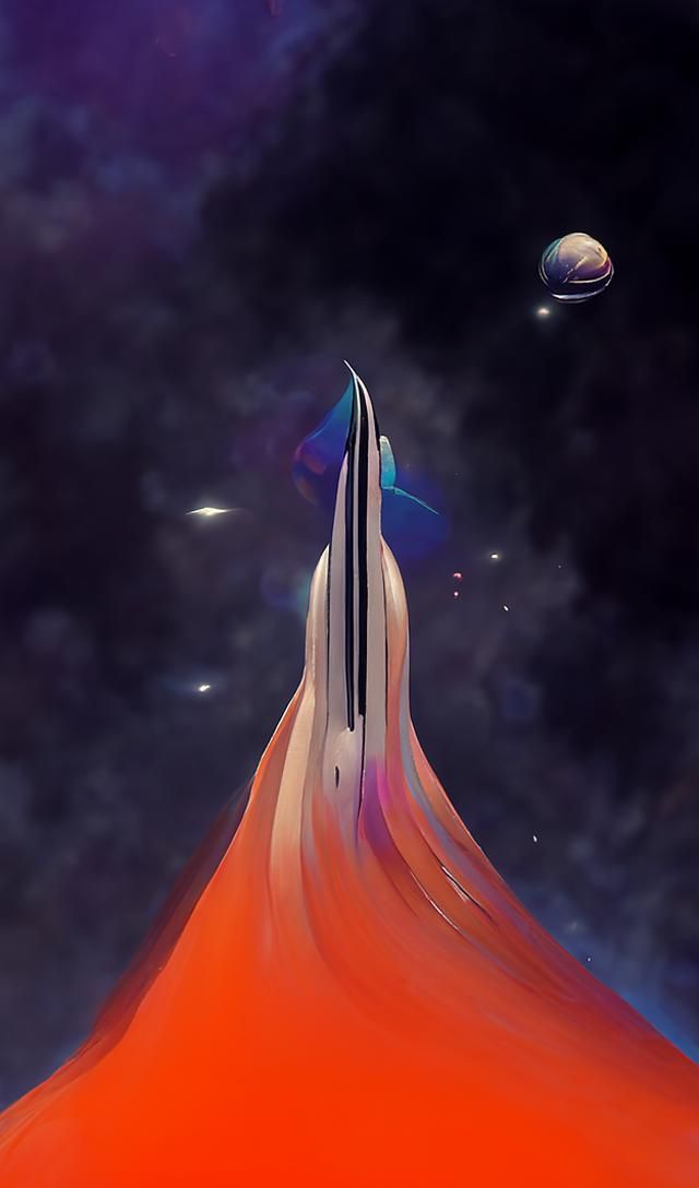 Modern Spaceship Flies Through Cosmos: Romanticism Art