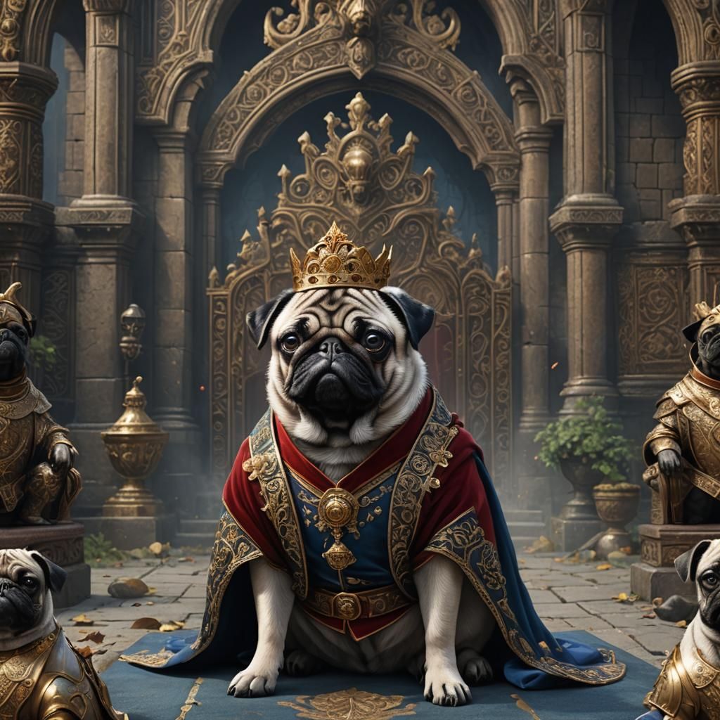 Pug as Aristocrat: Detailed Matte Painting