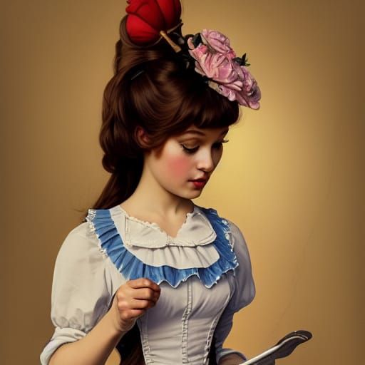 Detailed Digital Painting of a French Maid