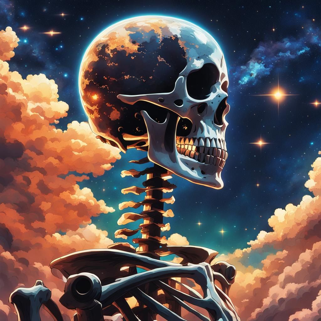 Skeleton Fading into Galaxy: Anime Key Visual