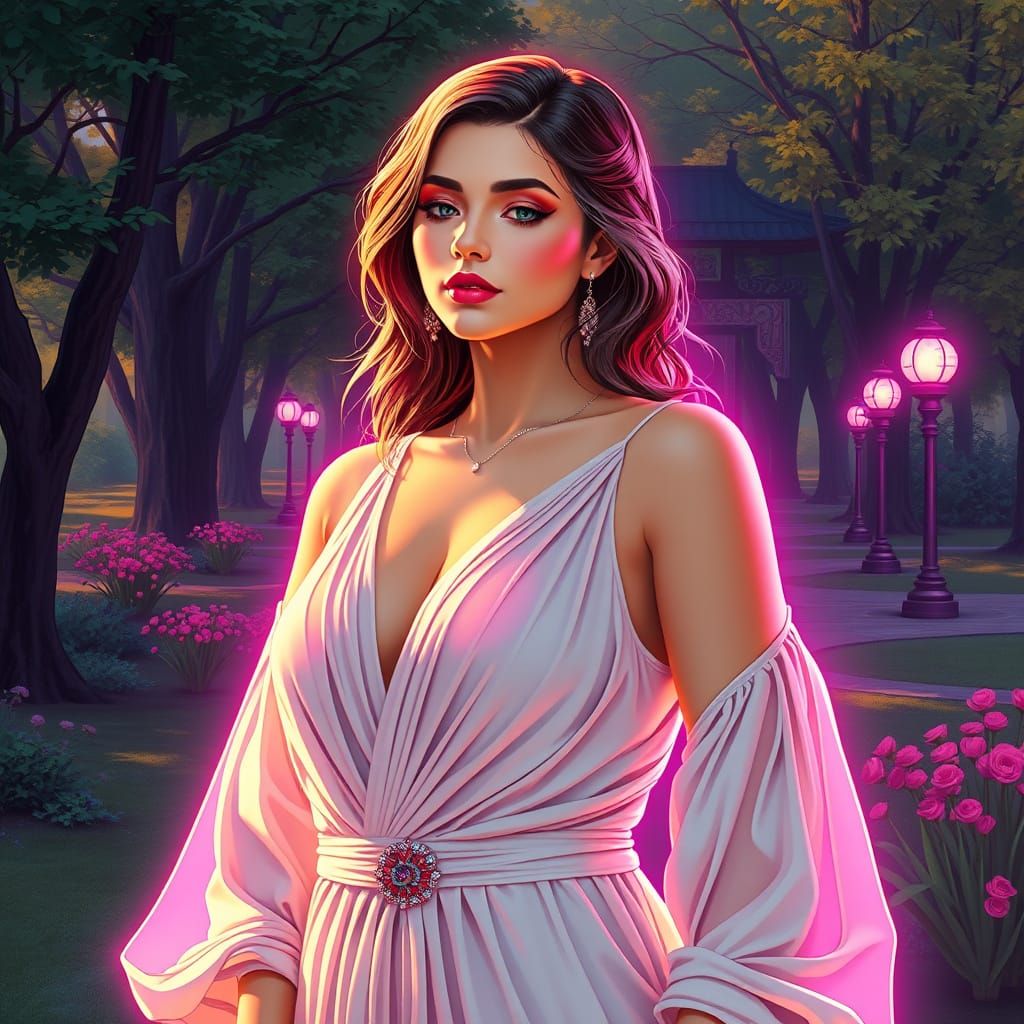 Serene Woman in Art Nouveau Fusion Style
