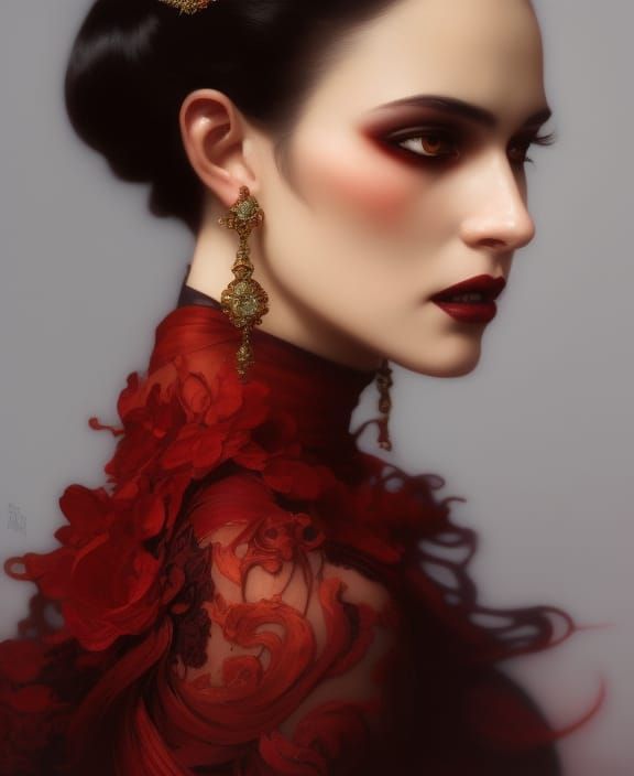 Vampire Woman Portrait with Dramatic Lighting