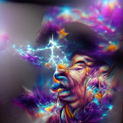 Holographic Jimi Hendrix Astral Cosmic Illustration