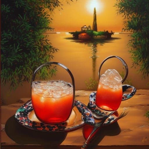 Refreshing Drinks on a Summer Night, Brocade Pastels