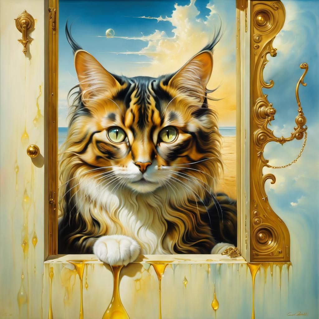 Surreal Cat Door to Summer, Dali Style