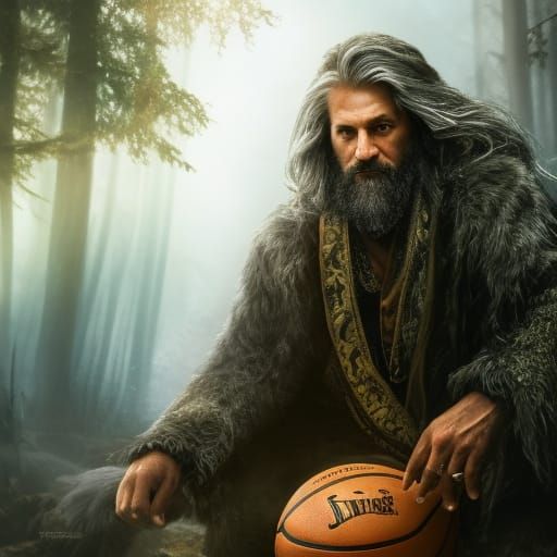 Grizzled Wizard Plays Basketball in Fairycore Style