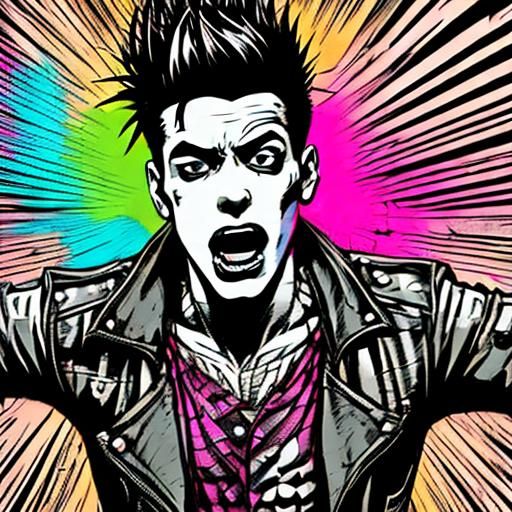 Screaming Man with Punk Aesthetic