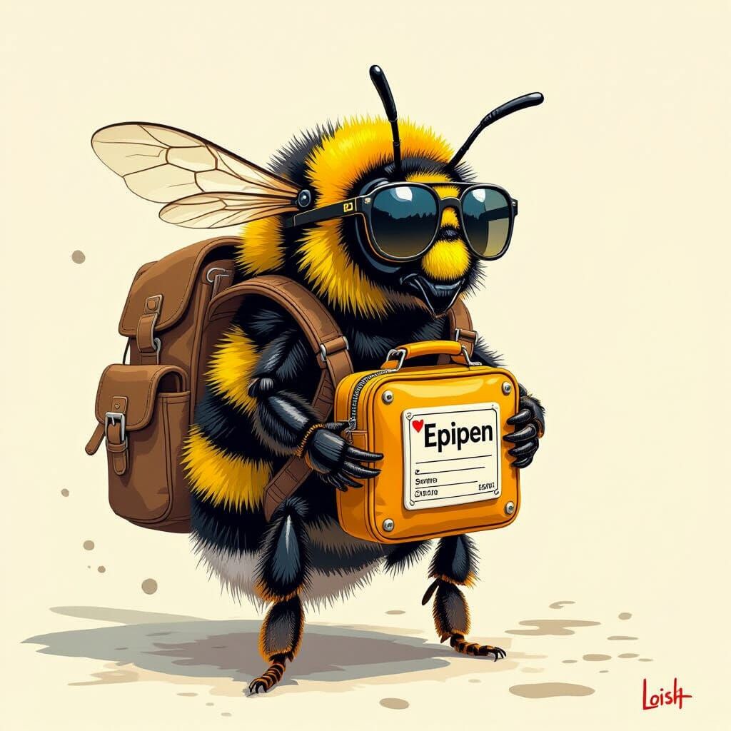 Bumblebee Superhero with Epipen, Digital Art