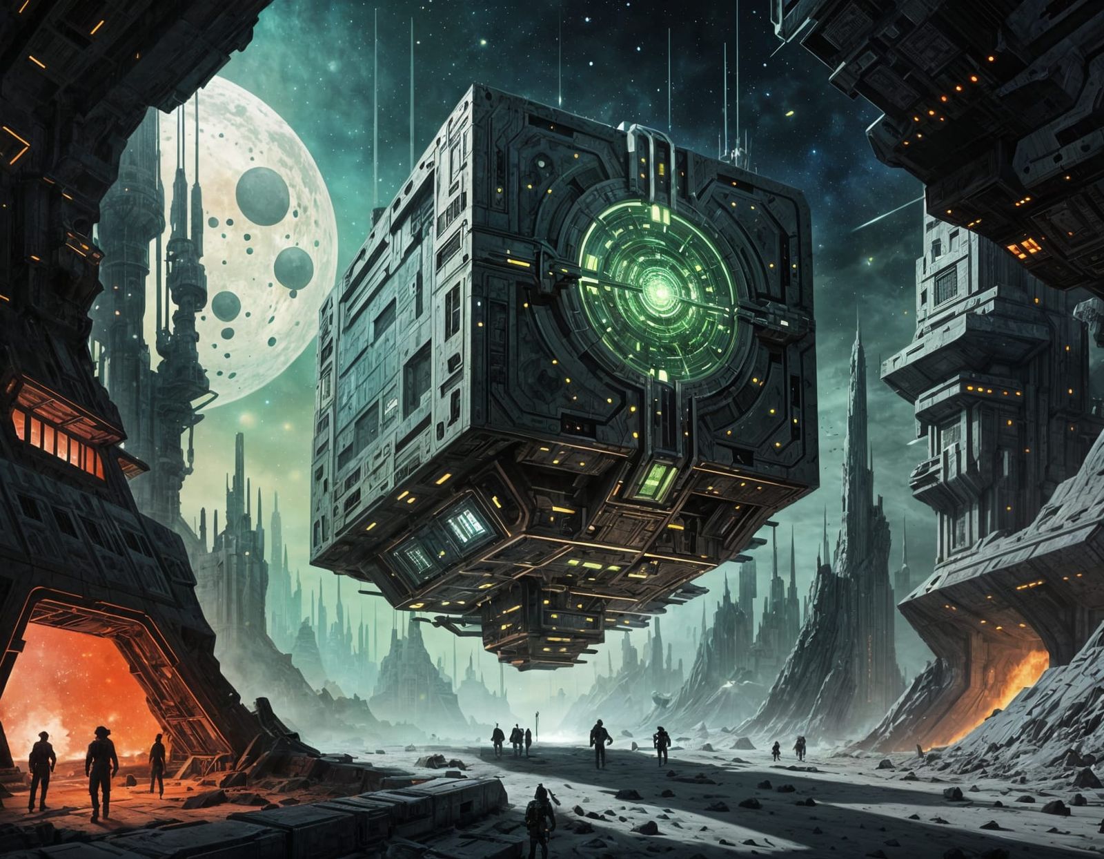 Cosmic Confrontation: A Majestic Borg Cube Engulfs a Klingon...