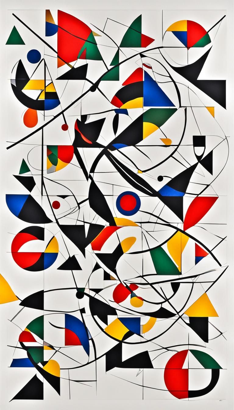 Abstract Geometric Design with Primary Colors and Eyes