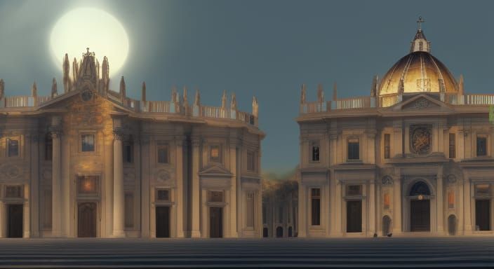 Vatican-Inspired Library Architecture with White Magic
