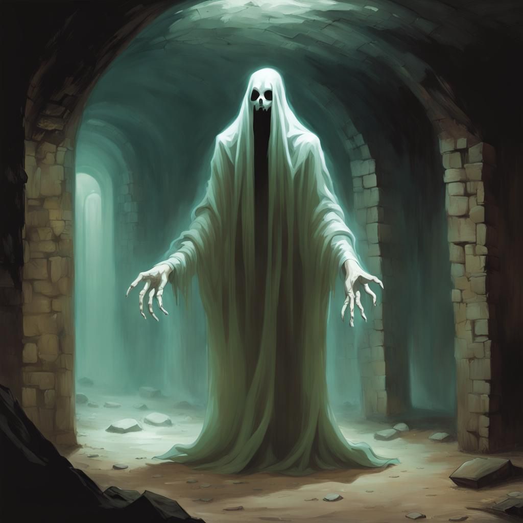 Translucent Phantom in Underground Dungeon, Greg Rutkowski S...