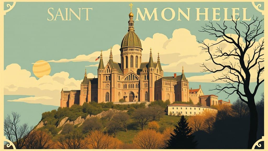 Vintage Art Deco Mont Saint Michel Travel Poster