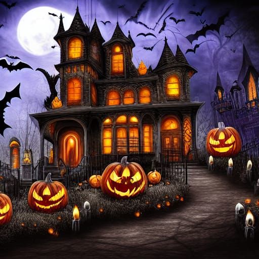 Fantasy Halloween Haunted House Digital Masterpiece