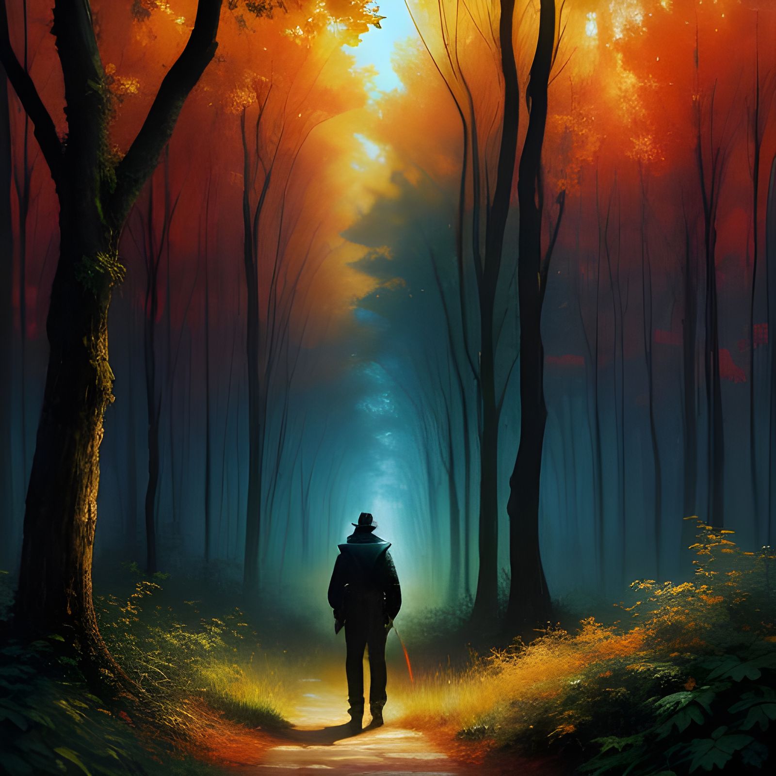 Mysterious Man in Bushes: Dystopian Chalk Art