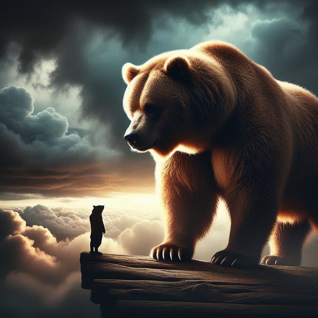 Kodiak Bear Dominated by Stormy Skies