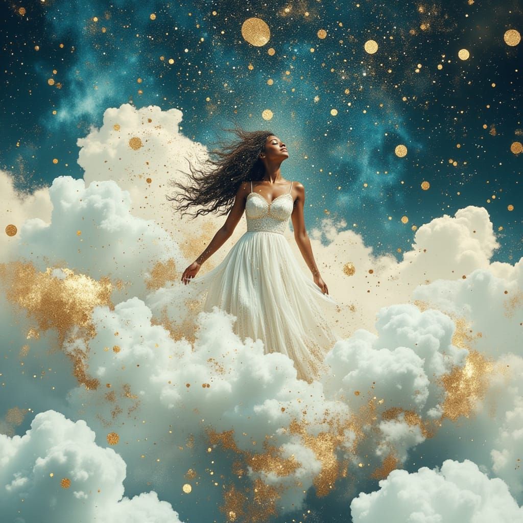 African Sky Goddess in Digital Matte Painting Style