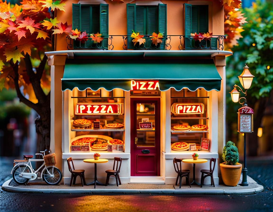 Miniature pizza shop