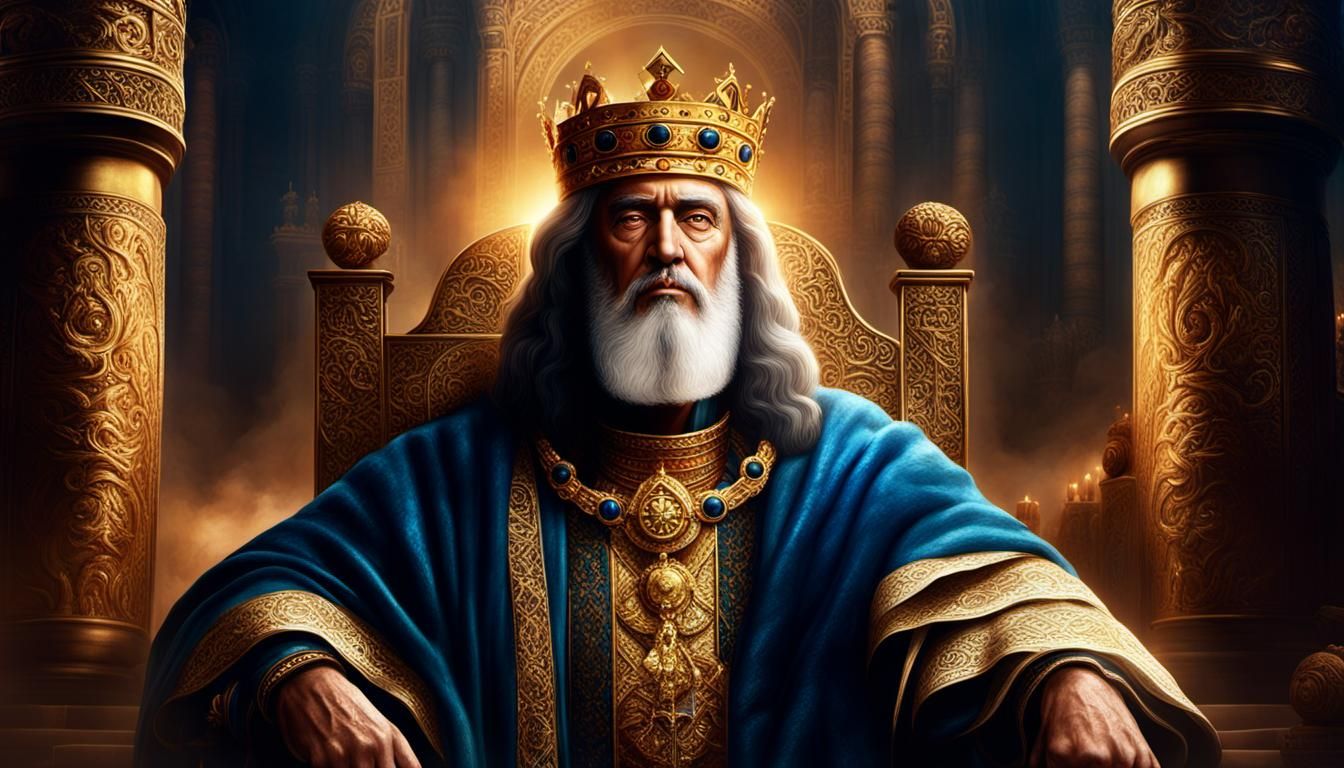 King Solomon Portrait with Golden Crown
