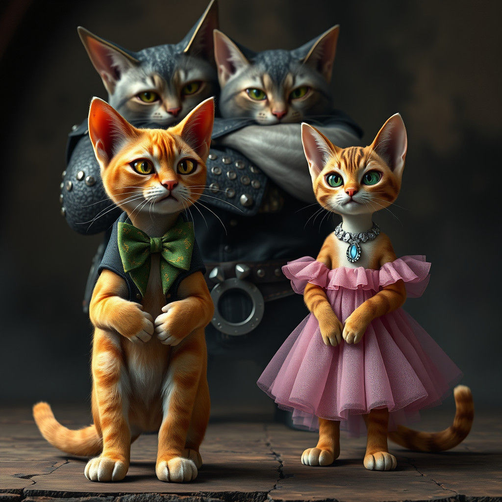 Cats in a Standoff: Fantasy Concept Art