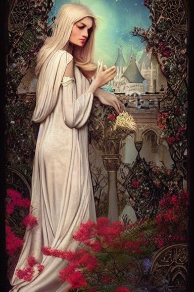 Gothic Odalisque in Winter Hues, Detailed Art