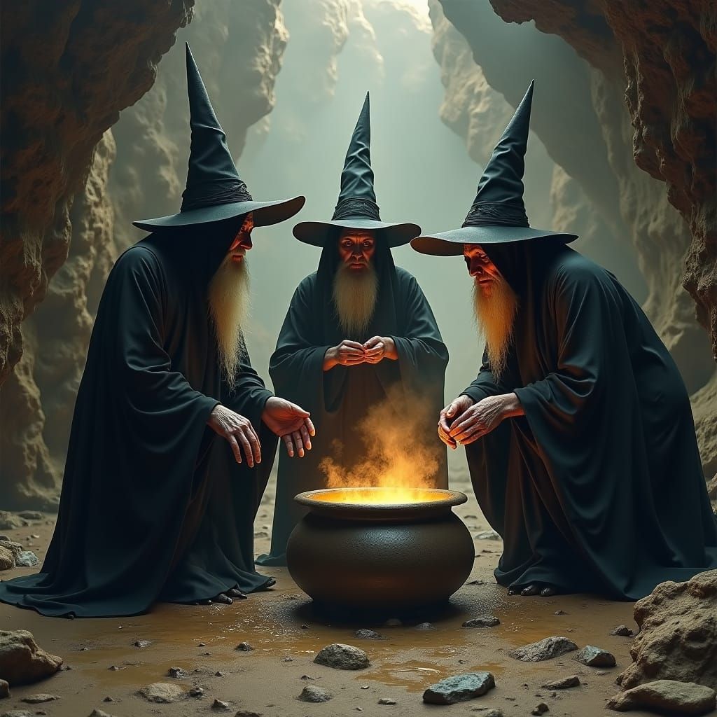 Witches' Coven in Cave, Mystical Art