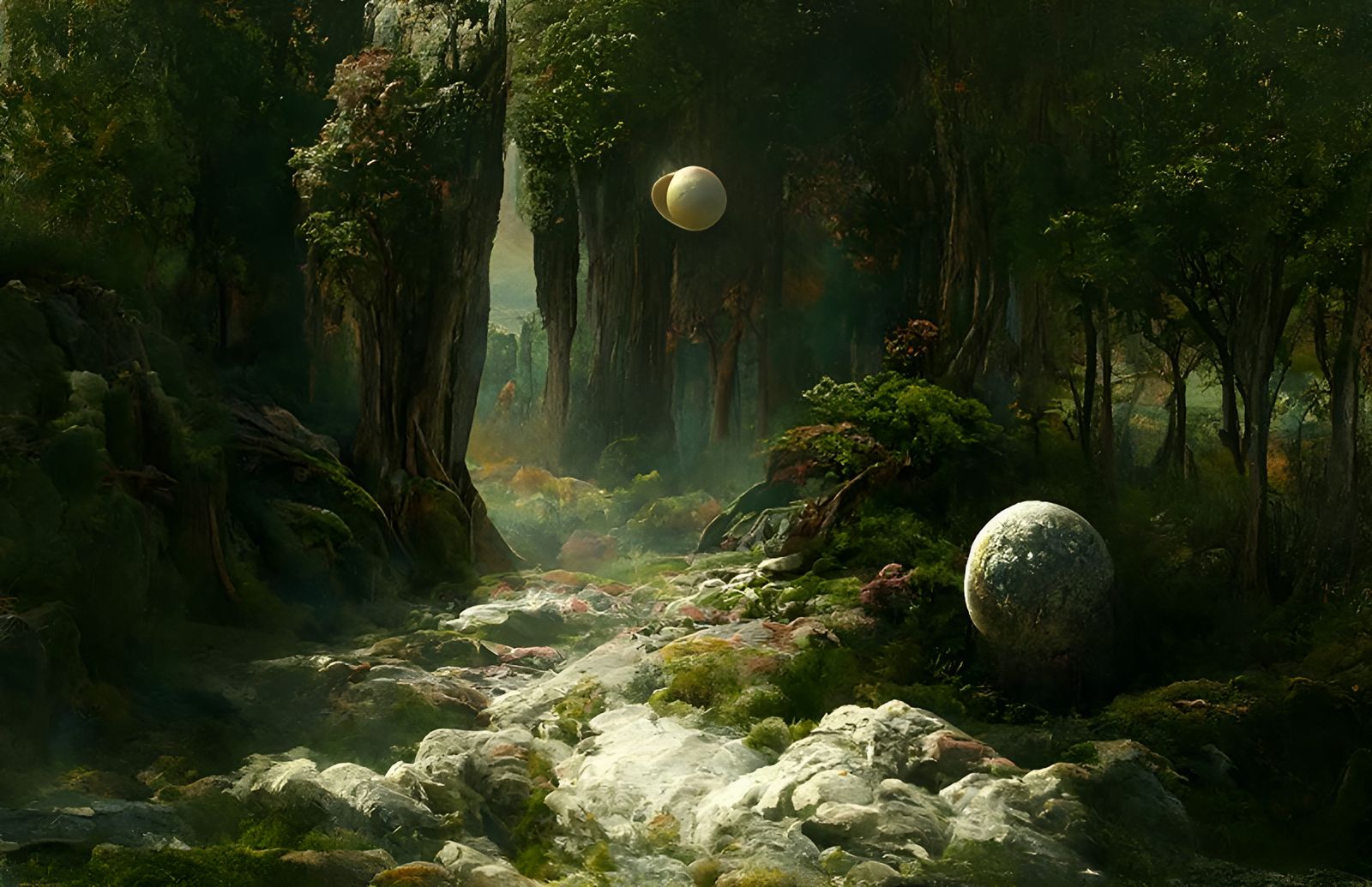 Alien Moonrise: Sci-Fi Fantasy Landscape Painting