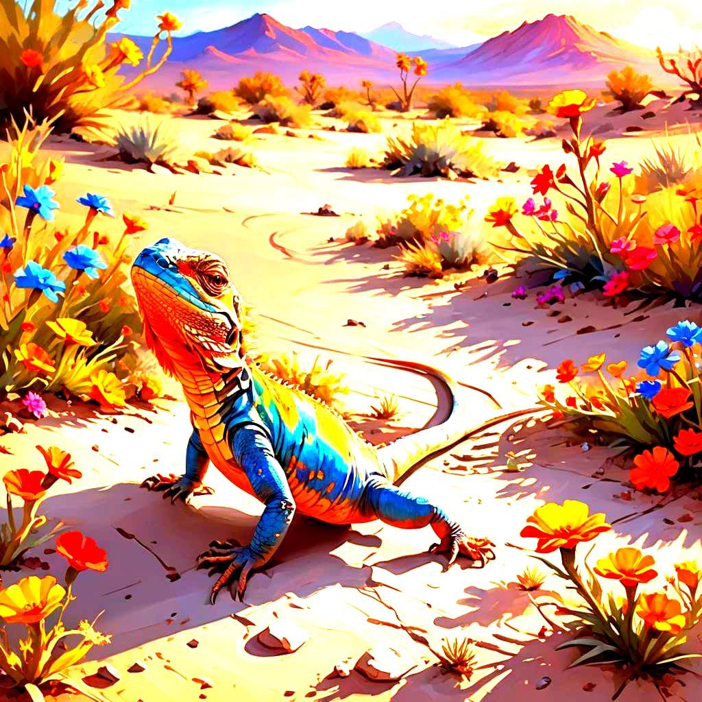 Lizard's Joyful Desert Dance at Sunset