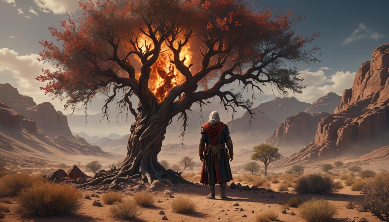 Moses and the Burning Bush: Fantasy Concept Art