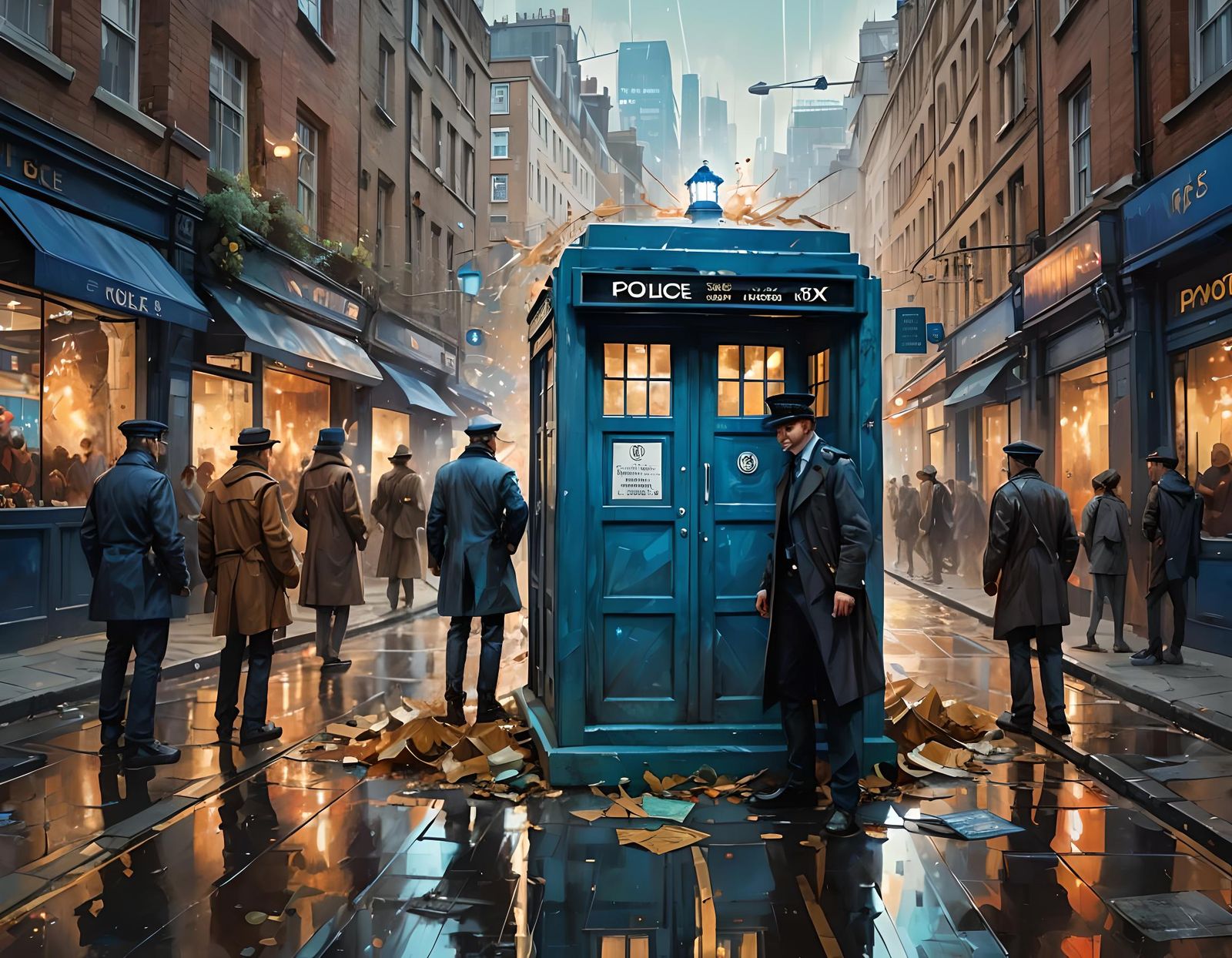 Doctor Who Police Box in London: Digital Art