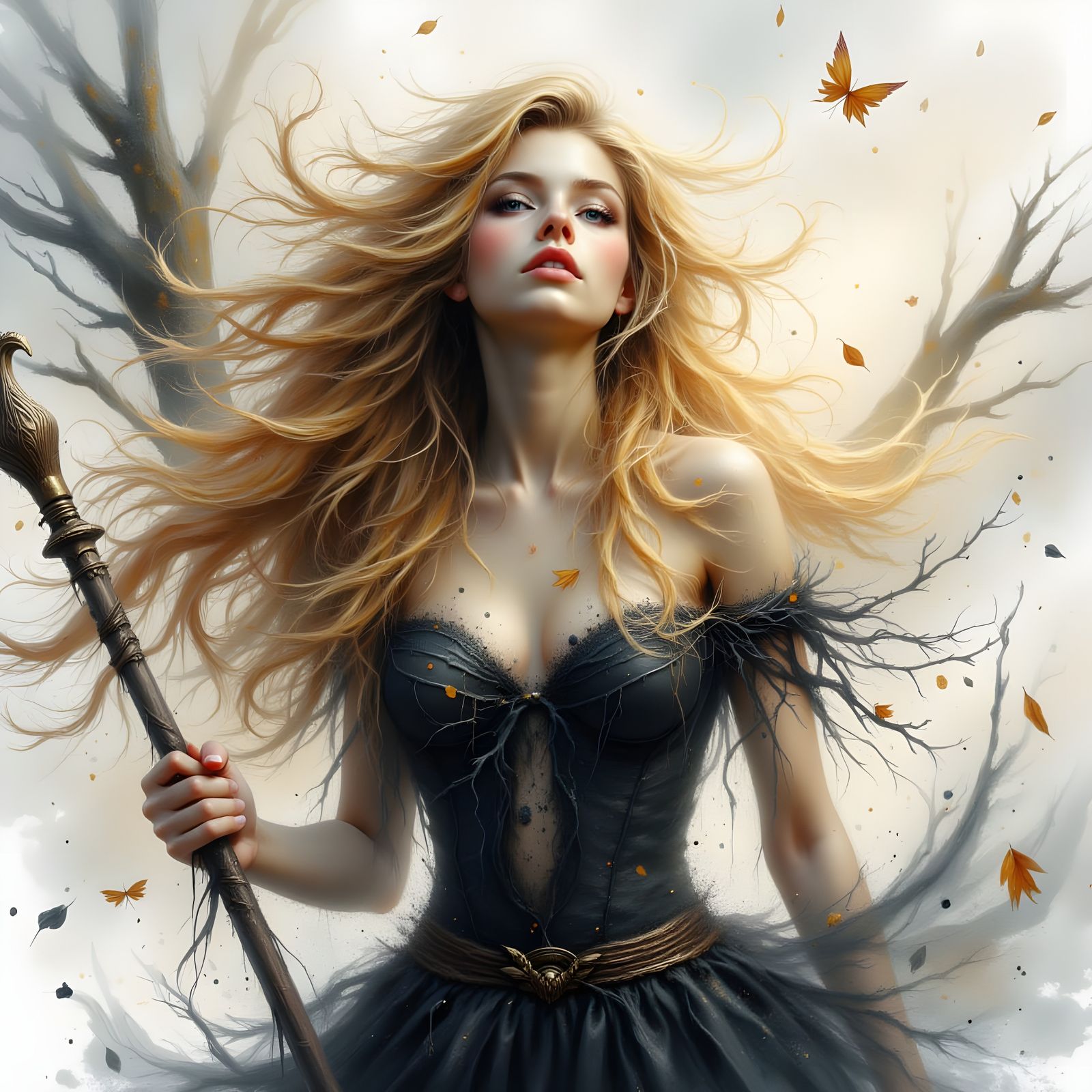 Norse Goddess Casting Spell in Epic Tempest