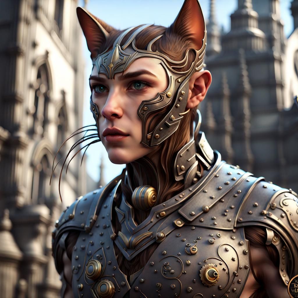 Cat Human Hybrid with Feline Features