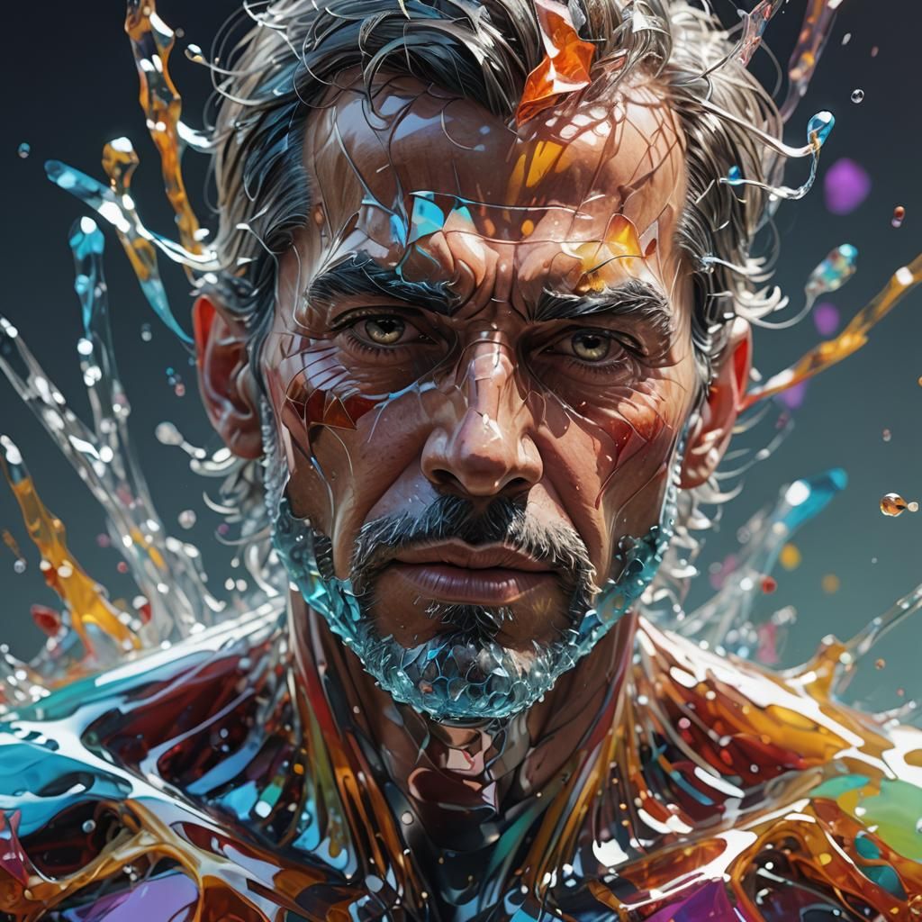 Gossamer Man in Hyperrealistic Splash Art