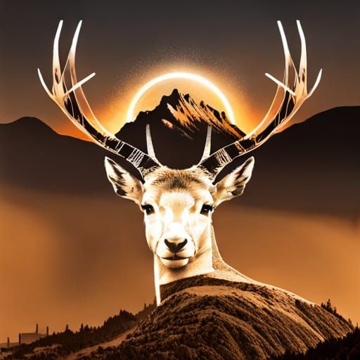 Gazelle & mountain-scape