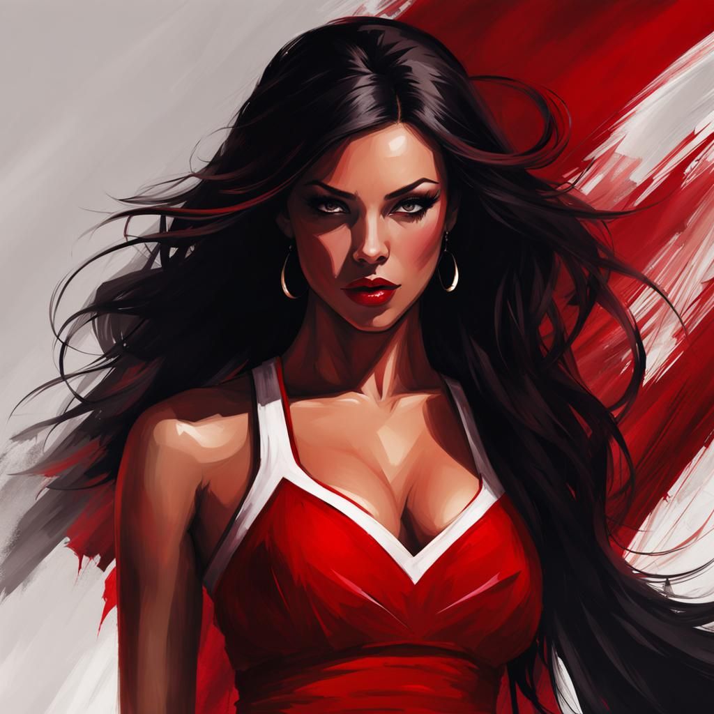 Blood Red Ambition: A Beautiful Woman's Portrait