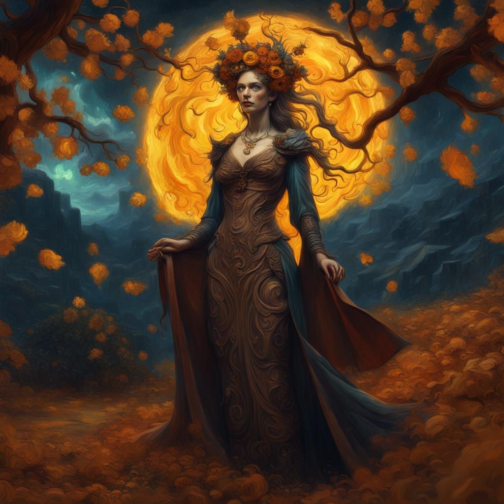 Samhain Goddess in Expressionist Style