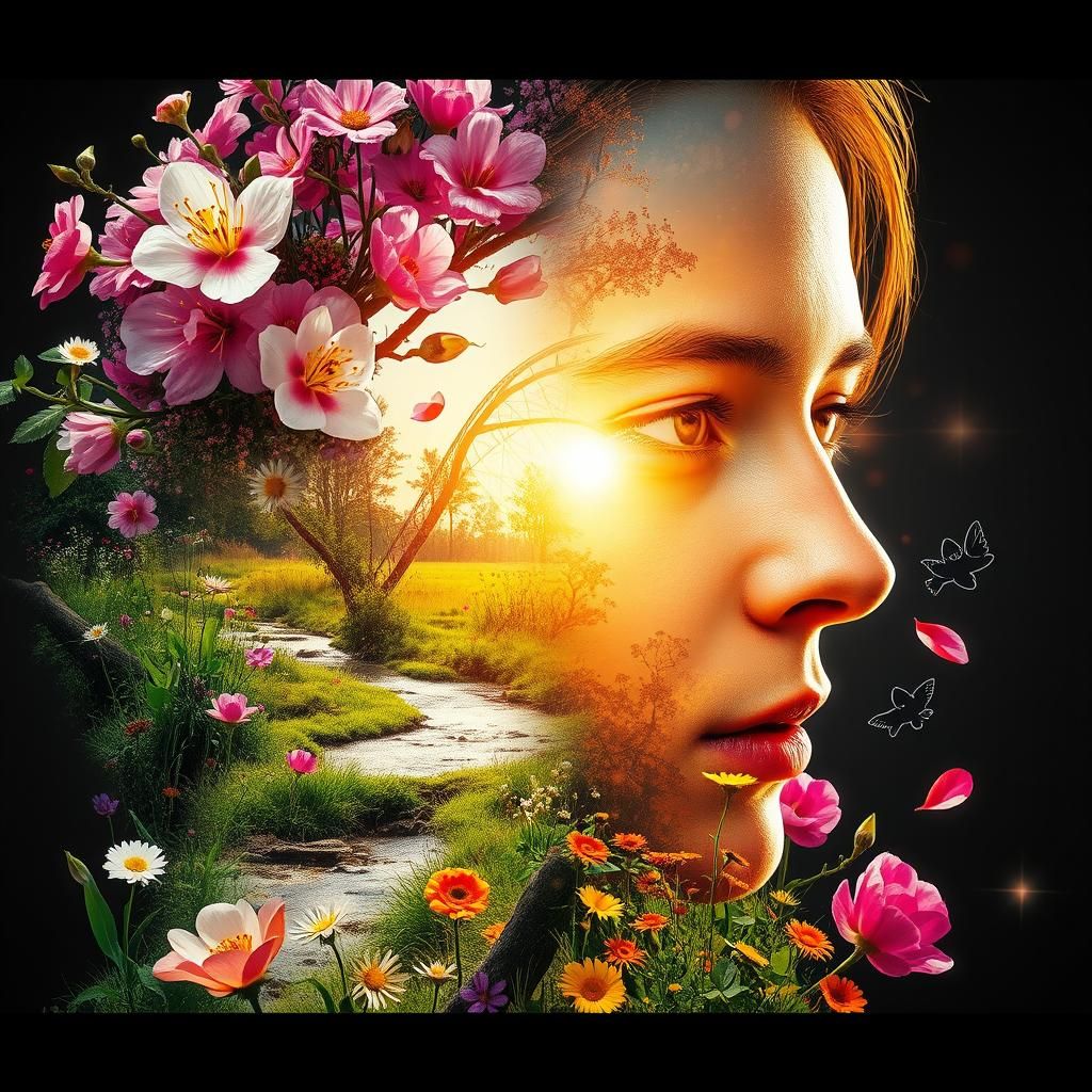 Seasonal Double Exposure Artwork: Spring to Summer