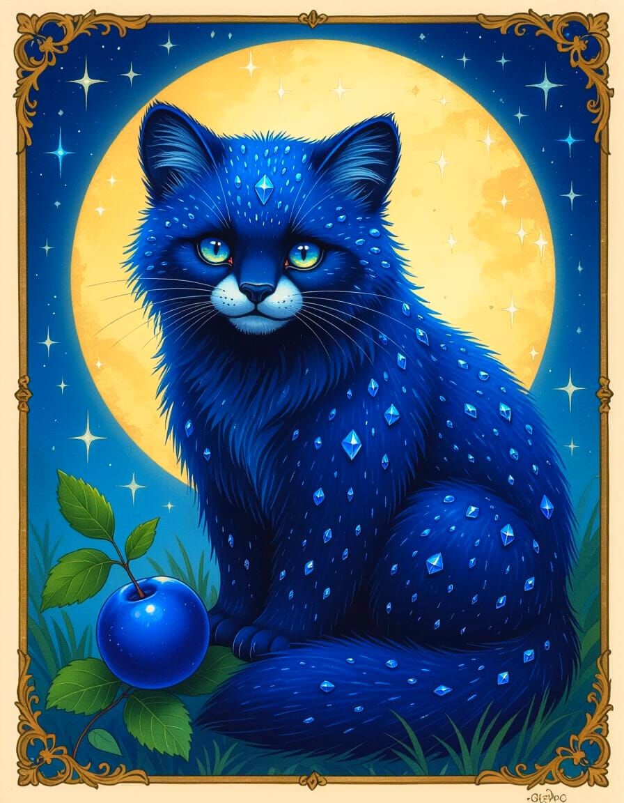 Unique Bearcat Blueberry Beryl Creature Design