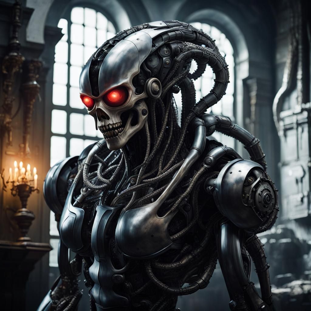 Futuristic Mech Warrior in Hyperrealistic Style