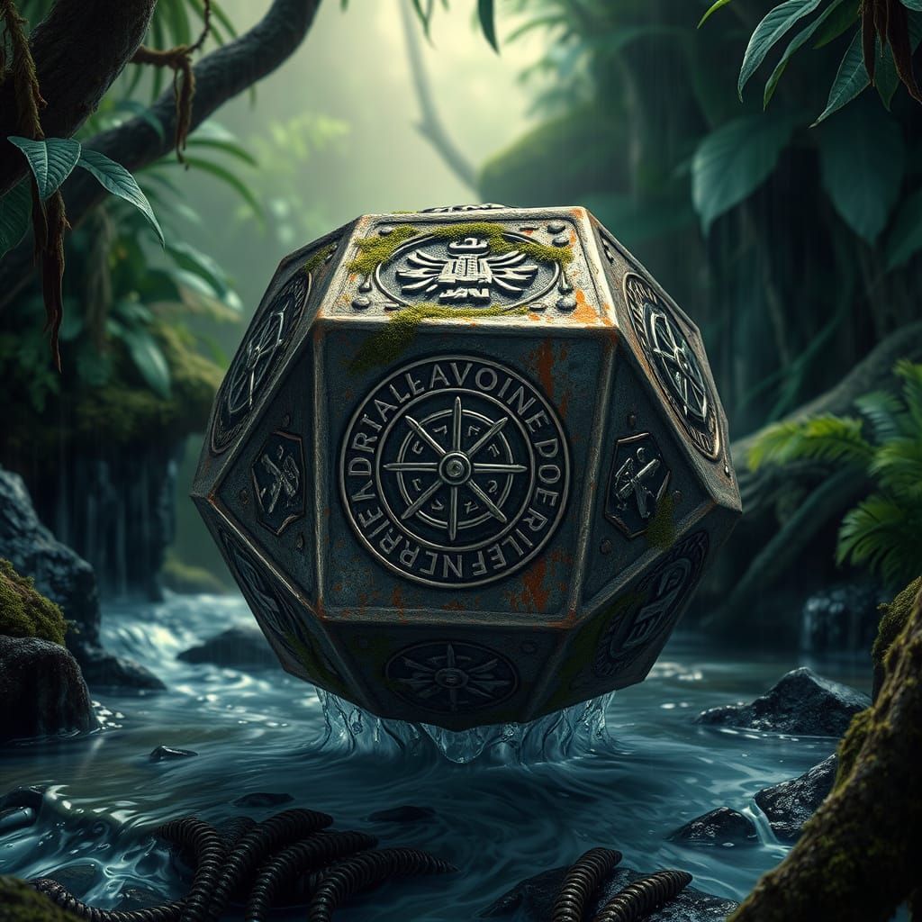 Mystical Dodecahedron in Lush Jungle Ruins