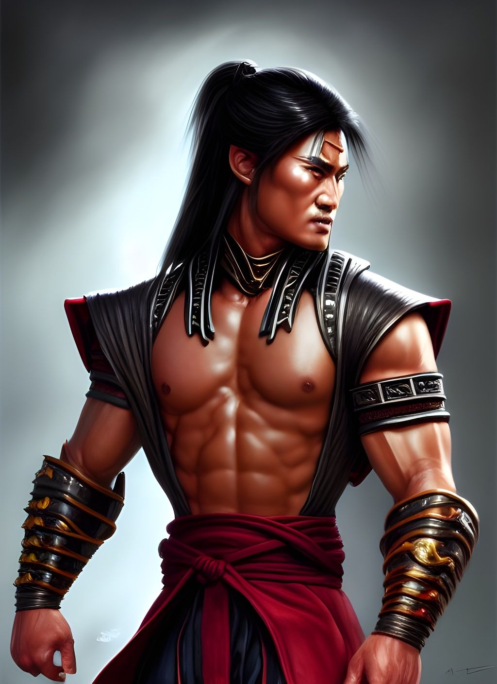 Detailed Liu Kang in Dojo Fantasy Art