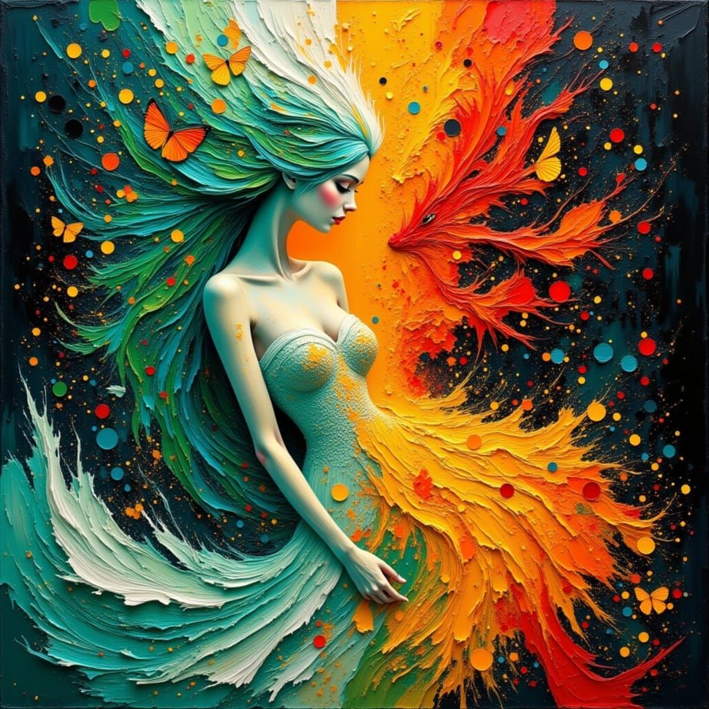 Sublime Woman's Body Amidst Underwater Maelstrom