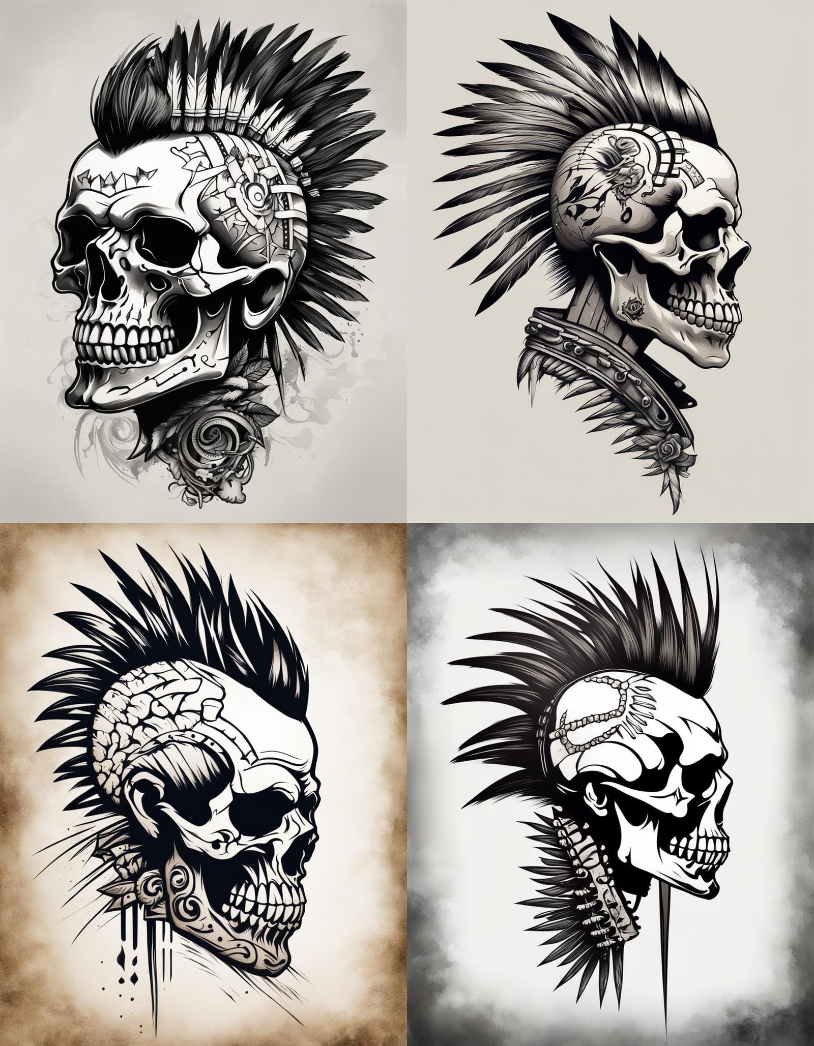 Mohawk Skull Tattoo Design
