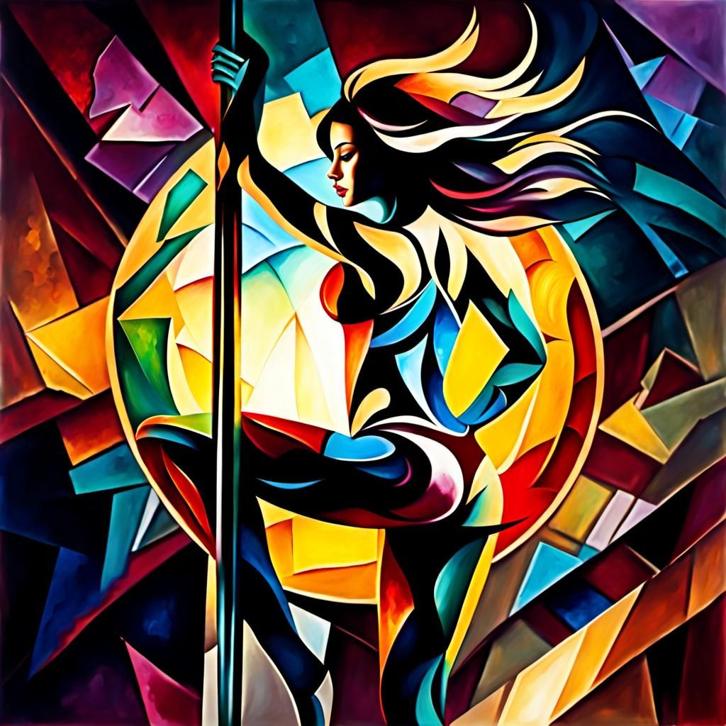 Beautiful Pole Dancer Portrait with Cubism Effects