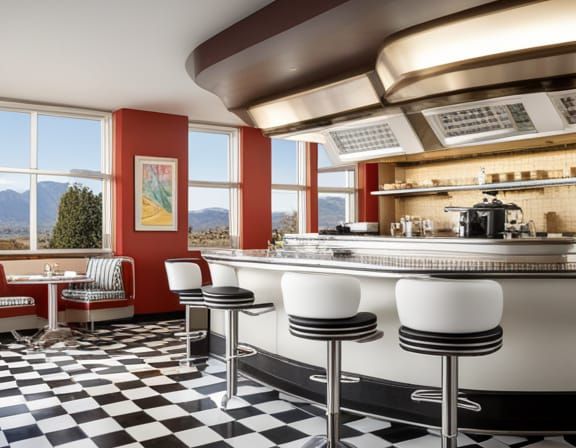 Nostalgic 1950s Diner Interior in Sharp Focus